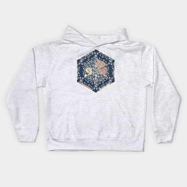 Organic Hexagon Pattern in Soft Navy & Cream Kids Hoodie by micklyn